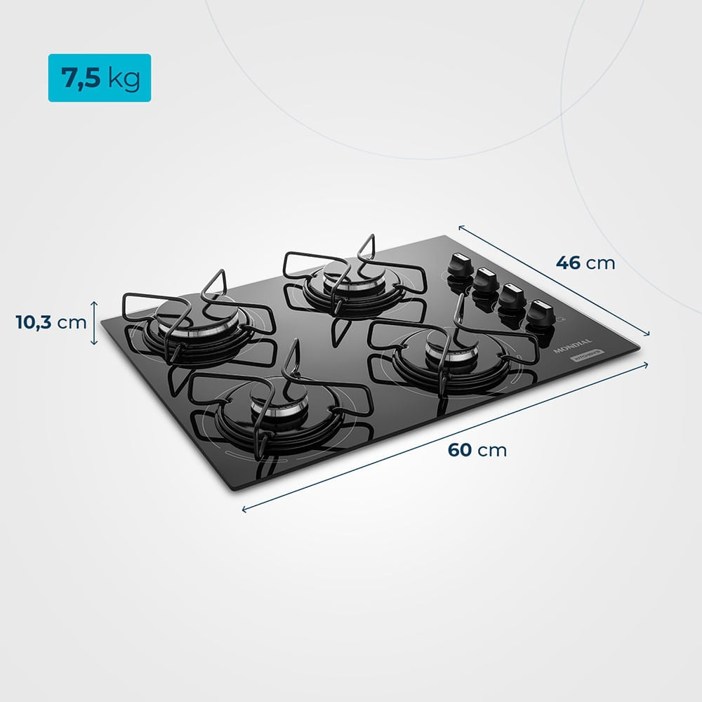 Fogão Cooktop a Gás Mondial CTG-01 Preto e Inoxidável 127V/220V Fogão Cooktop a Gás Mondial CTG-01 Preto e Inoxidável 127V/220V
